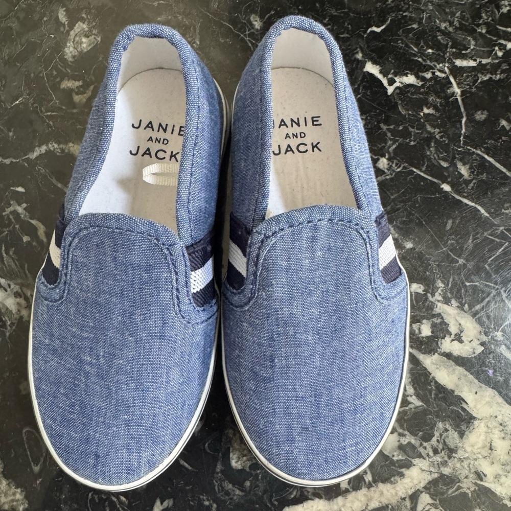 Janie and Jack Blue Sneakers Slip-On Comfort (Toddler Size 8)